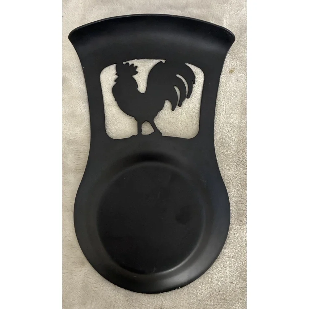 Spoon Rest‎ Rooster Black Metal 9.5x5.5